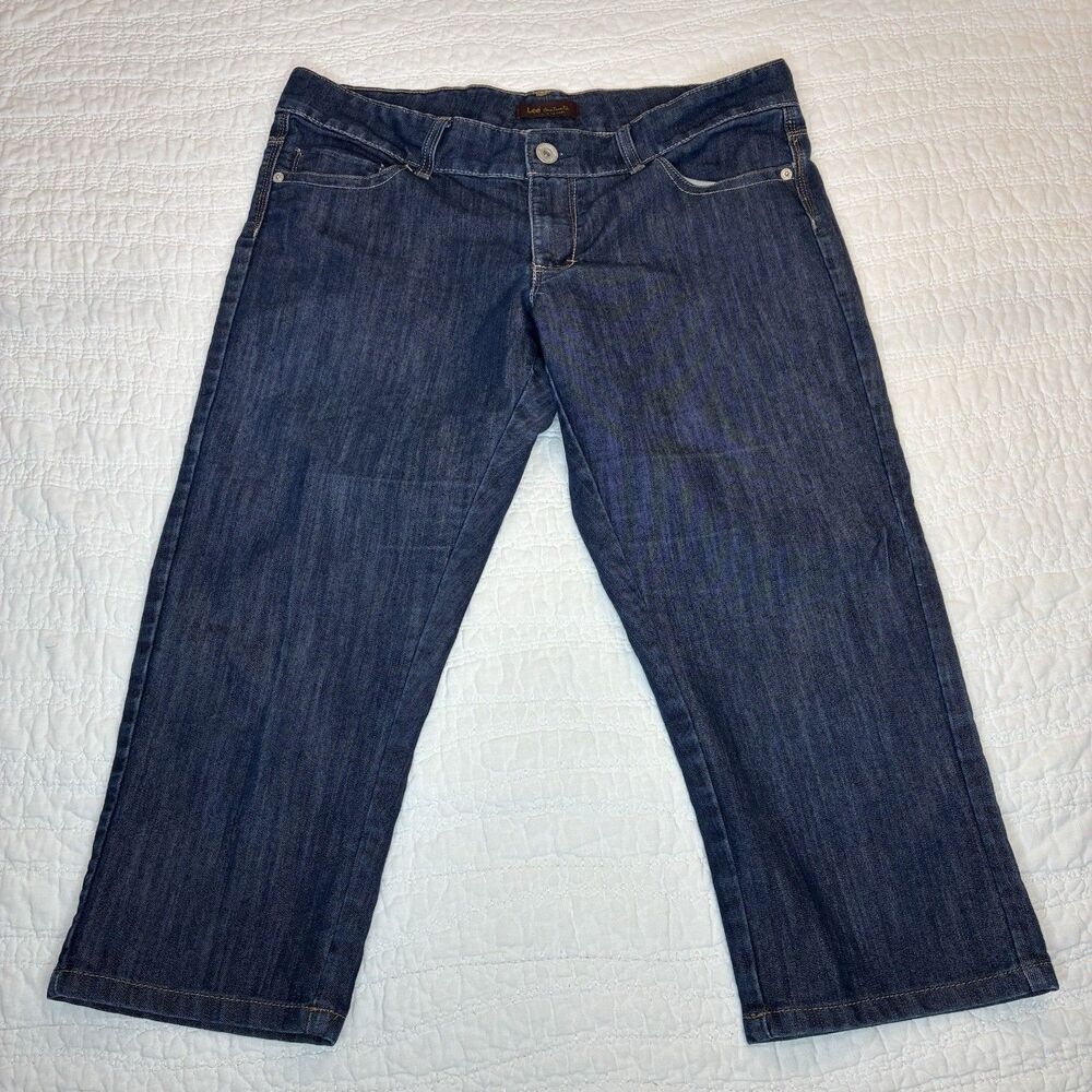Lee One True Fit med wash womens 14M crop‎ low-rise jeans minimalist capsule